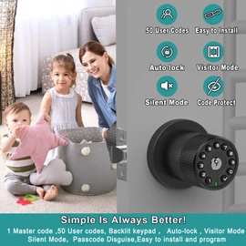 BOTHSTAR Keypad Door Knob with Key,Keyless Entry Door Lock, Code Locks Door Knob, Auto Lock,50 User Code, for Home,Office,Hotel,Bedroom,Garage,Not Deadbolt