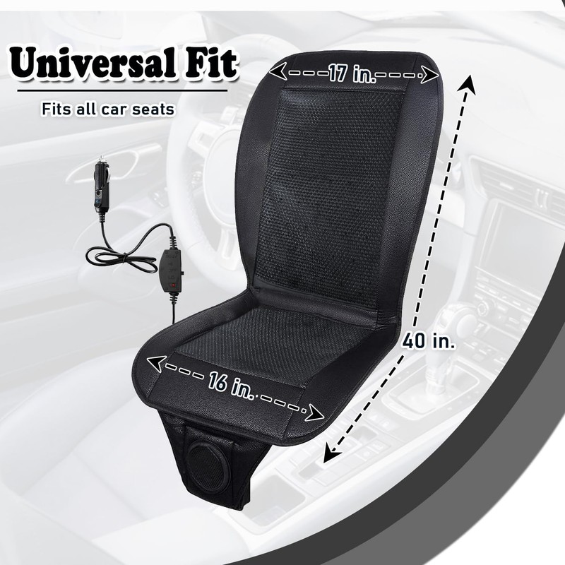 Zone Tech Cooling Car Seat Cushion - Black Automotive Adjustable