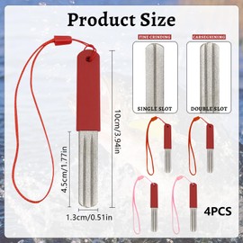 KOUHA Pack of 4 Fish Hook Sharpener Fish Hook Sharpener Fishing Hook Grinder with Handle and Hanging for Outdoor Fishing Red Dart Grinder Dart Point (4, Red)