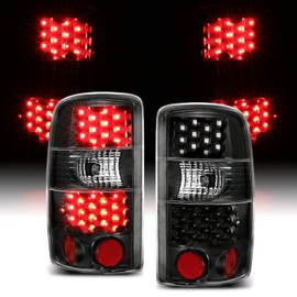 AmeriLite for 2000-2006 Chevy Tahoe/Suburban : GMC Yukon Dark Black LED Brake Tail Lights Assembly Set + Bulb Harness - Passenger and Driver Side