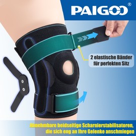 PAIGOO Knee Support Brace with Hinge, Adjustable Open Patella with Parallel Straps and Double Side Stabilisers to Relieve Joint Pressure, Arthritis, MCL, ACL, Ligament Injury