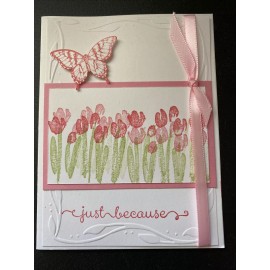 Stampin' Up! Stampin Up Card Kit Set Of 4 "Just Because” Pink Tulip Garden