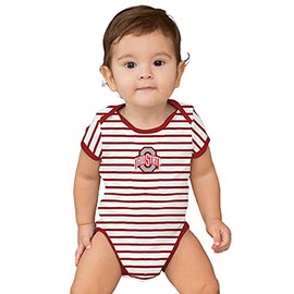 Two Feet Ahead Ohio State Buckeyes Striped Baby Bodysuit Creeper Baby Boy Clothes for Newborn infants (6 Months,Ohio State Buckeyes)