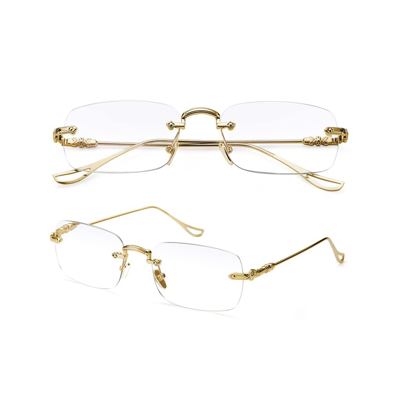 TERAISE Frameless Metal Reading Glasses for Men/Women Blue Light Blocking