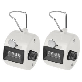 TOPTIE 2PCS Hand Tally Counters 4 Digital ABS Click Counter for Sport Stadium Coach Eve - White