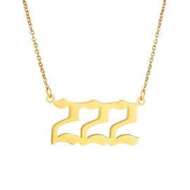 Angel Number 222 Necklace for Women, Gold/Silver Dainty Pendants Choker Chain Old English Numerology Jewelry