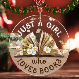 Gifts for Book Lovers, 2024 Christmas Ornaments - Flat Printed Acrylic Ornament Not 3D, Book Decor, Book Lovers, Book Club, Librarian Gifts, Christmas Tree Decoration Acrylic Ornament (L)