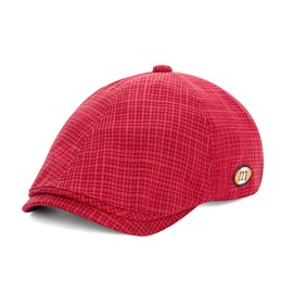 IDASHPO Cotton 6-Panel Newsboy Hat, Vintage Gatsby Ivy Cabbie Flat Cap, Beret-Style Golf Driving Hat for Men & Women.(Red)
