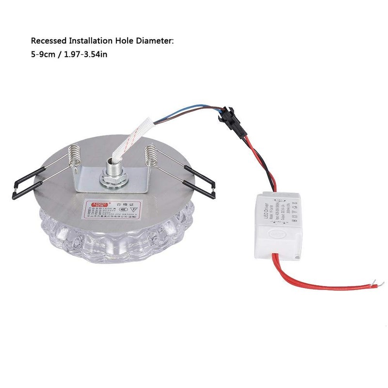 eecoo Crystal LED Downlight, 3W Recessed Ceiling Light with 5-8cm