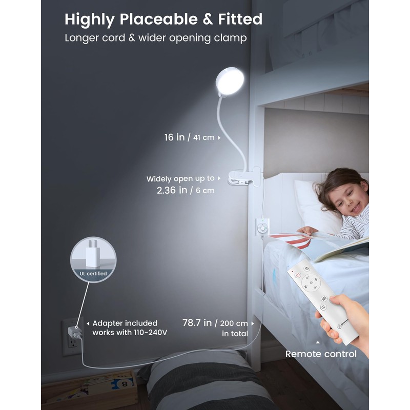 Glocusent 5W 36 LED Reading Clip on Light for Bed,