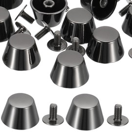 PATIKIL 9x10.5x15mm Spikes for Clothes, 12 Set Metal Button Spikes Screw Kit Screw Back Flat Head Rivets Screw Buttons DIY Leather Barrel Studs Hardware Trim Craft, Black