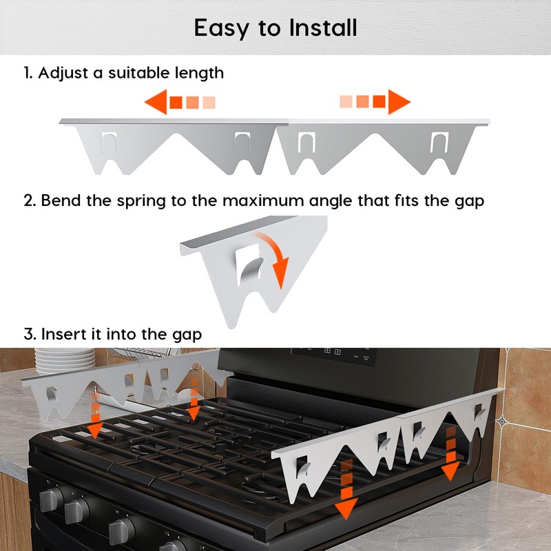 Viesembo Stove Gap Covers Stainless Steel, Retractable Oven Gap Filler