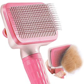 Cepillo para Perros y Gatos,Pelo Removedores para Mascota Cepillo Deslanador Peine Quita Pelo para Perros pequeños, medianos y Gatos（Rosa）