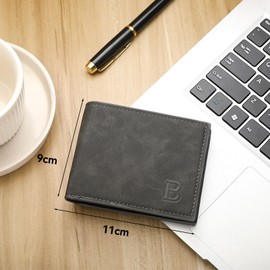 FNSIGHD Mens Wallets Leather,Fashionable Retro Slim Wallets for Men,Card Holder and Coin Pocket,Minimalist Wallet for Men UK,Practical Small Purses Prefect for Work Business or Travel(Black)