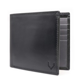 PELLE TORO Minimalist Slim Mens Wallet, Handmade Real Leather Card Wallet with RFID Blocking, 10 Card Holder Slots & Note Section, Black & Grey