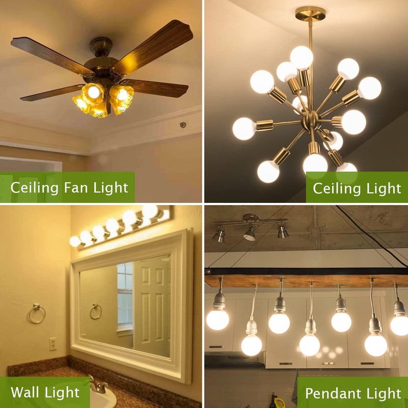 GIOVAR 8-Pack G25 LED Vanity Light Bulbs 120V 40 Watt