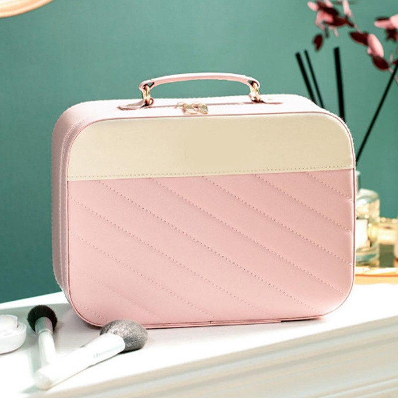 Makeup Case Large Capacity PU Leather Waterproof Portable Cosmetic Box