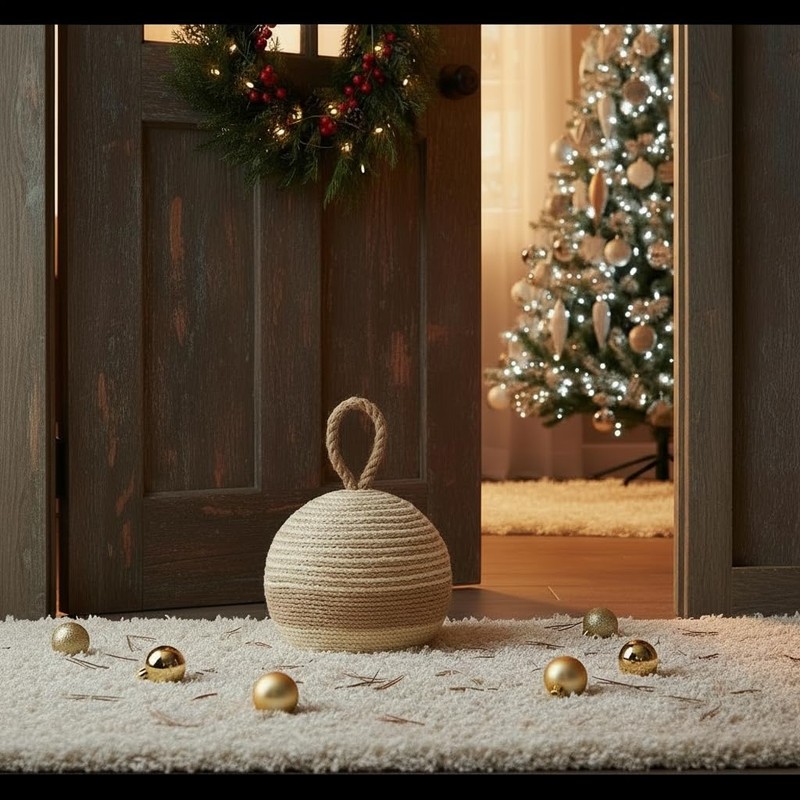 PEMAR Natural Wicker Door Stopper with Handle, Rustic Farmhouse Decorative