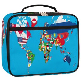Yzrwebo World Map Lunch Box for Women Men World Country Flag Soft Insulated Lunch Bag with Handle Freezable Lunch Cooler Reusable Lunch Tote Bag for Office Work Sports Beach Picnic Travel