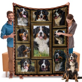 Bernese Mountain Dog Blanket, Bernese Mountain Dog Gifts for Women Men, Cozy Fuzzy Soft Throw Blanket for Couch Bed Sofa, Warm Flannel Fleece Blanket Twin Size 60" X 80" Travel Blankets and Throws