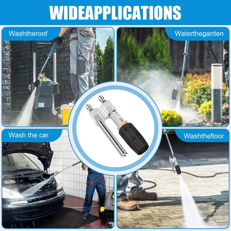 Adjustable Downstream Soft Wash Nozzle，2-in-1 shooter tip M5 Long Reach