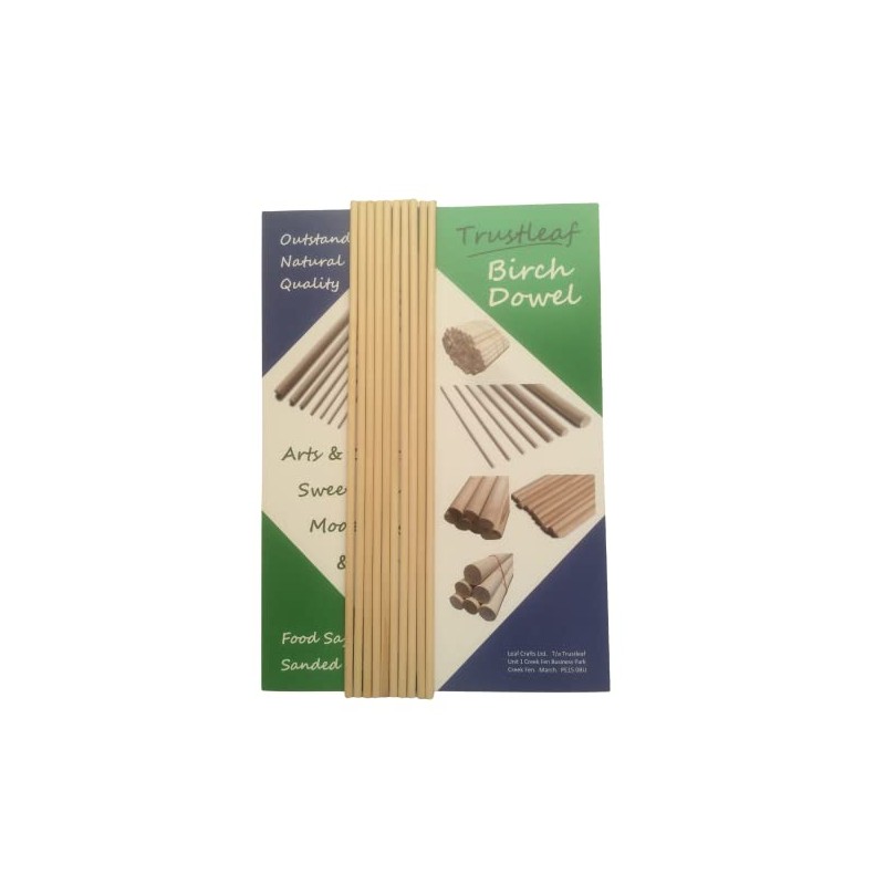 Trustleaf 5mm x 30cm Birch Hardwood Wooden Dowels (10 Dowels)