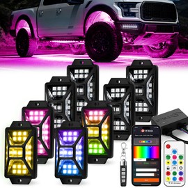 8 Pods 5 Sided RGB Rock Lights for Trucks, App & Remote Control