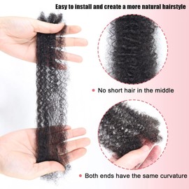 Afro Kinkys Bulk 100% Human Hair 50g/Bundle Colored Afro Kinky Curly For Crochect Lock Dreadlock Braids Hair Extensions (1B, 12 Inches)