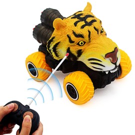 Tipmant Cute RC Car Remote Control Vehicle Toys Realistic Animal Kids Birthday Gifts (Yellow Tiger)