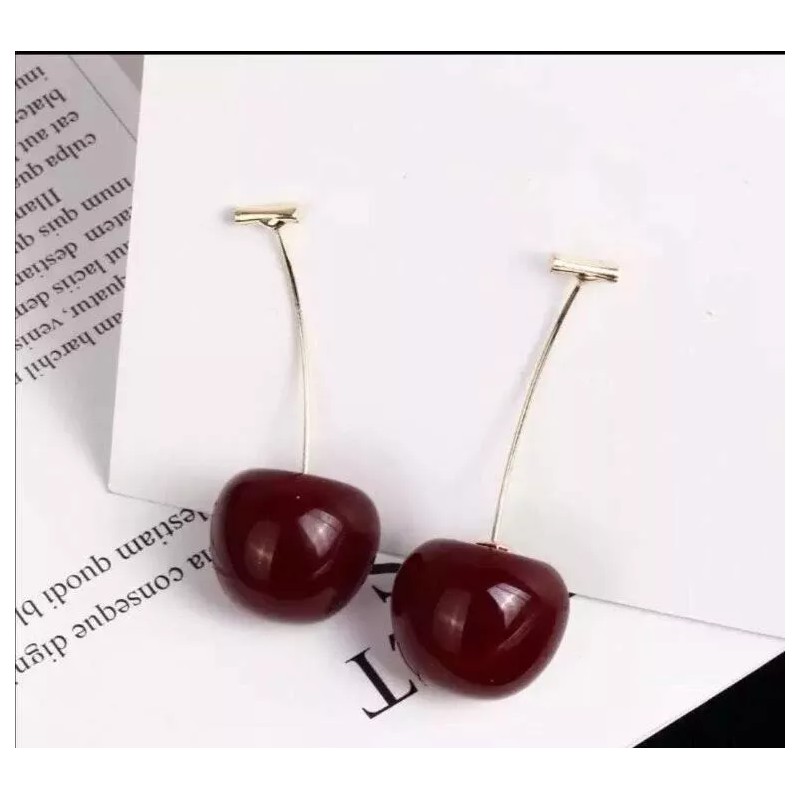 Dtup Aretes Largos Cereza Divinos Elegantes Originales Kawaii