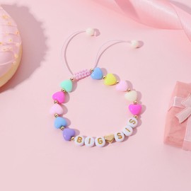 Artlunar Big Sister Bracelet, Colorful Little Girls Jewelry, Letter Beads Bracelet, Sister Jewelry Gifts for Daughter Granddaughter Niece (Heart)