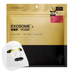 CICIBELLA Face Pack, 30 Sheets, Large Capacity, Retinol, Vc100, Glutathione, Vitamin C, Face Mask, Face Pack, Made in Japan, Moisturizing, Dry Skin, Skin Care (VC200x Exosome)
