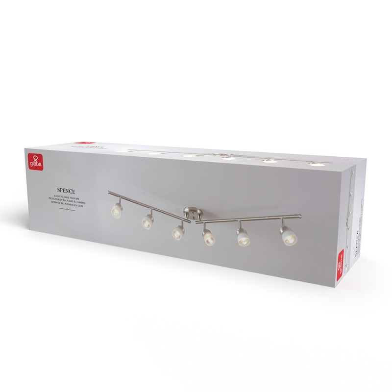 GLOBE Electric 59865 Spence 6-Light Foldable Track Lighting, Brushed Nickel,