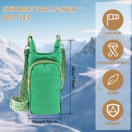 Water Bottle Carrier Bag Crossbody Water Bottle Holder Water Bottle Sling Bag with 2 Zipper Pocket Water Bottle Holder Bag with Adjustable Shoulder Strap Water Bottle Pouch Holder (Green)