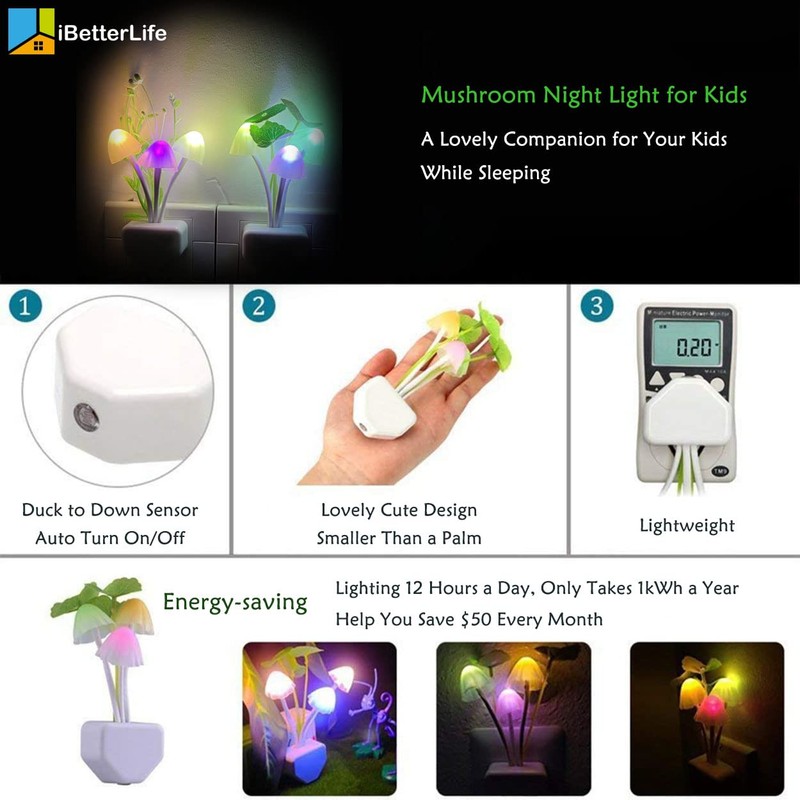 iBetterLife Sensor Night Light Color Changing Plug in Wall LED