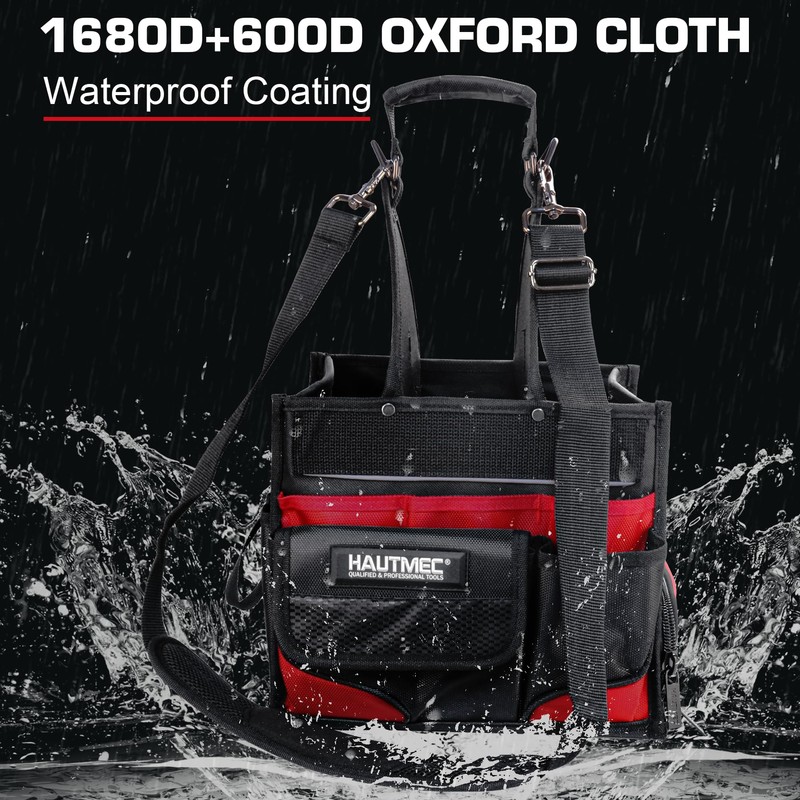 HAUTMEC Pro Electrician Tool Bag with Extra Parts Tray, Heavy-Duty
