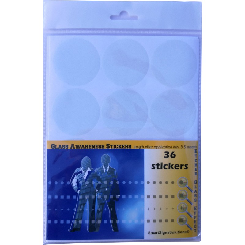 Glass Awareness Stickers 50mm Circles Dots Etched Effect Frosted Film