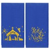 JarThenaAMCS 2Pcs Christmas Hand Towels Xmas Nativity Scene Embroidered Bathroom