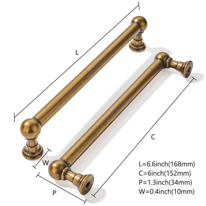 khtumeware 10 Pack 6 Inch Hole Center Antique Brass Cabinet