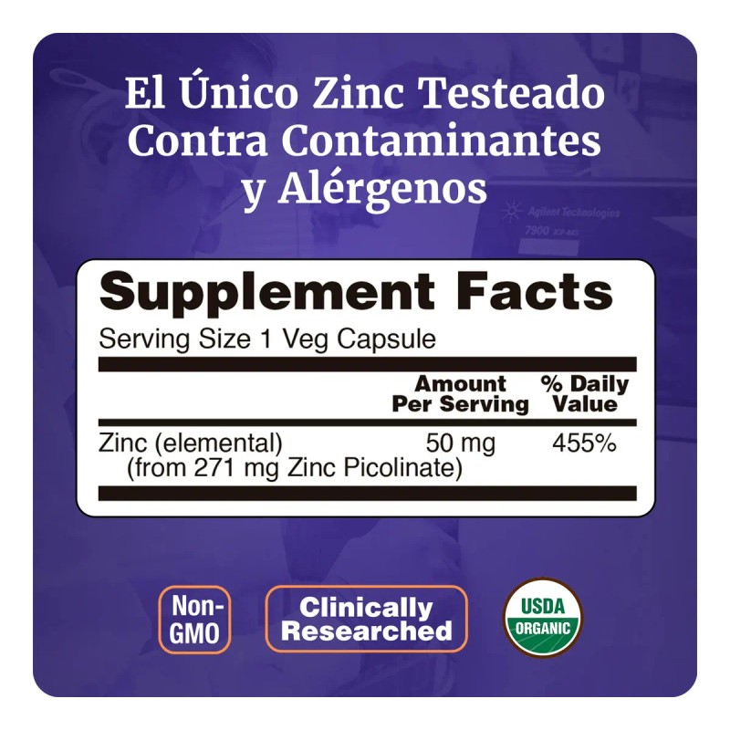 Picolinato Zinc Alta Absorción Caps Veganas Sabor