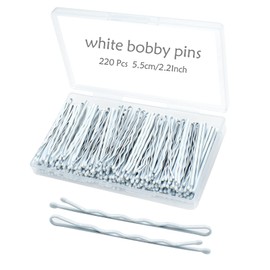 White Bobby Pins for Hair, YINGFENG 220 Count 2.2 Inch Wavy Style White Hair Pins for Women, White Hair Clips Bulk with Storage Box, Hairpins Perfect for Gray or White Haired Ladies, White(2.2Inch)