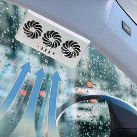 Torcarvh Car Solar Powered Window Exhaust Fan Vehicle Ventilation Fans Car Radiator Cooling Fan Cars Window Vent with Three Air Outlets (White)