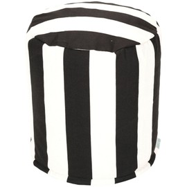 Majestic Home Goods Black Vertical Stripe Indoor/Outdoor Bean Bag Ottoman Pouf 16" L x 16" W x 17" H