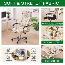 CRFATOP Stretch Computer Office Chair Cover with Durable Zipper - Universal Rotating Desk Cover, Simplism Style High Back Slipcover, L, A23