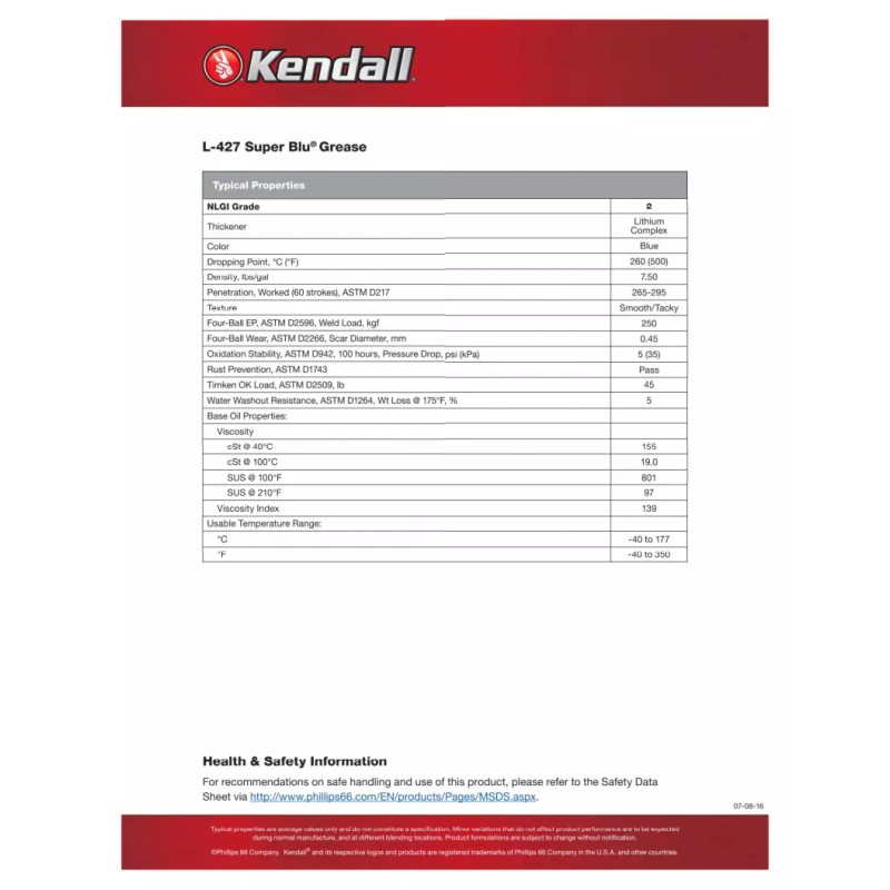 Kendall 10 Pack Kendall L-427 Super Blu Grease; (10) 14oz
