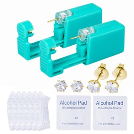 Ear Piercing Kit,2 Pcs Disposable Ear Piercing Gun with Preloaded Gold Ear Earrings Stud, at Home Self Ear Piercer Kit