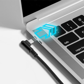 ROFICORD USB Type C Charger Cable 3A, [2-Pack 10ft+10ft] Right Angle 90 Degree Fast Charging Braided Cord Compatible with Galaxy S10 S9 and Other Type C Device (10FT+10FT, Blue)