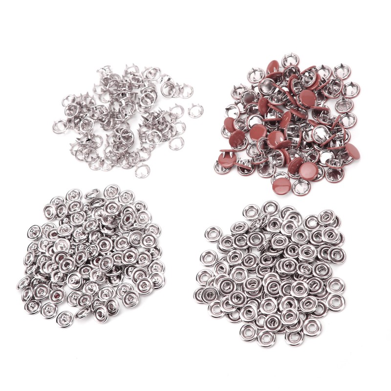 100 Set Snap Button Colorful Brass Prong Press Stud Sewing