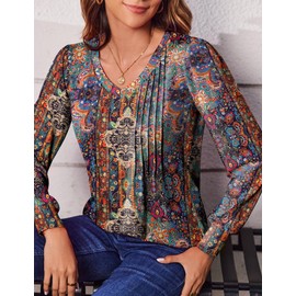 Zeagoo Fall Clothes for Women Casual V Neck Long Sleeve Shirts 2025 Fashion Summer Outfits Business Work Tops