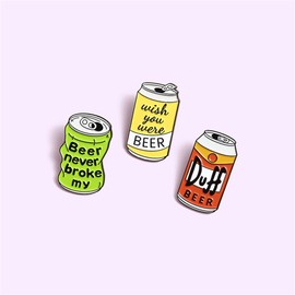 FHSMZXE Canned Duff Beer Enamel Pins Custom ""Beer never broke my"" Brooches Cartoon Letter Drink Can Brooch Badge for Clothing Bags Jackets Accessories Supplies DIY Crafts